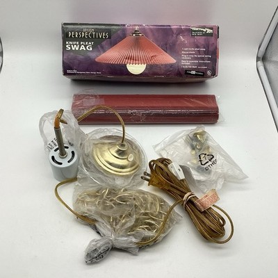 Knife Pleat Swag Light Mauve Shade Plug In Cord MCM Vintage Design Perspectives