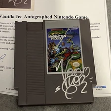 RARE VANILLA ICE SIGNED AUTOGRAPHED NINTENDO NES GAME ACOA LOA TMNT NINJA TURTLE