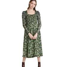 Scotch & Soda Floral Print Lace Sleeved Midi Dress Size XS