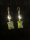 Vintage Peridot and CZ 925 Sterling Silver Cocktail Earrings 1.5 Inch Length — photo 1