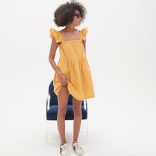 NWT Madewell Flutter-Sleeve Square-Neck Mini Dress