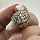 Vintage Sterling Vermeil CZ Ring Domed 4 Row Pavé Signed 925 JRC ISC TM Sz 8