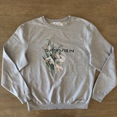 CARVEN Floral Embroidered Crewneck French Luxury Designer Sweatshirt-Grey-Sze XL