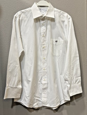 Vtg Burberrys of London Mens Dress Shirt 15.5 32 White 100 Cotton USA Made Logo