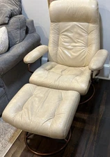 Vintage Mid Century Ekornes Stressless Recliner Ottoman Leather Copper MCM Chair