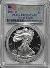 2017 W "American Silver Eagle" Coin 1 Dollar 0.999 Silver - PCGS PR70DCAM