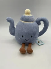 NEW Jellycat Amuseables Vicky Teapot Blue Brown Pot Tea Plush Toy Tags
