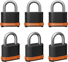 Candado combinacion 4 digitos resistente clima para exterior 6 piezas negro mate