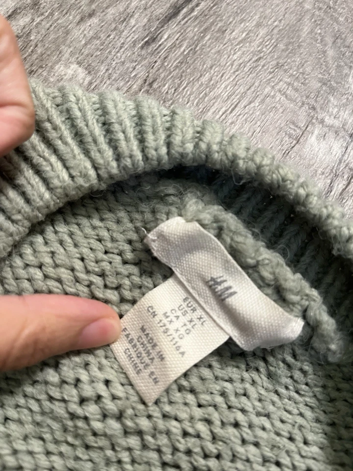 Suéter holgado de gran tamaño tejido grueso verde salvia H&M para mujer talla XL acogedor otoño Foto 3 de 4