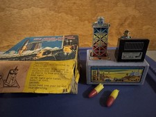 Nomura Tin Toy Rocket JUPITER TWO STAGE ROCKET LAUNCH PAD 1950's, WORKS