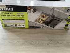 KRAUS 33 in. Drop-In/Undermount DOUBLE BOWL STAINLESS KITCHEN SINK WORKSTATION