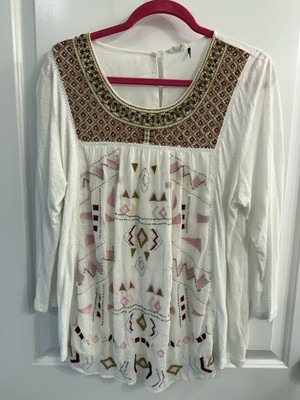 Anthropologie Akemi+Kin Veyo Embroidered Top~Size XL