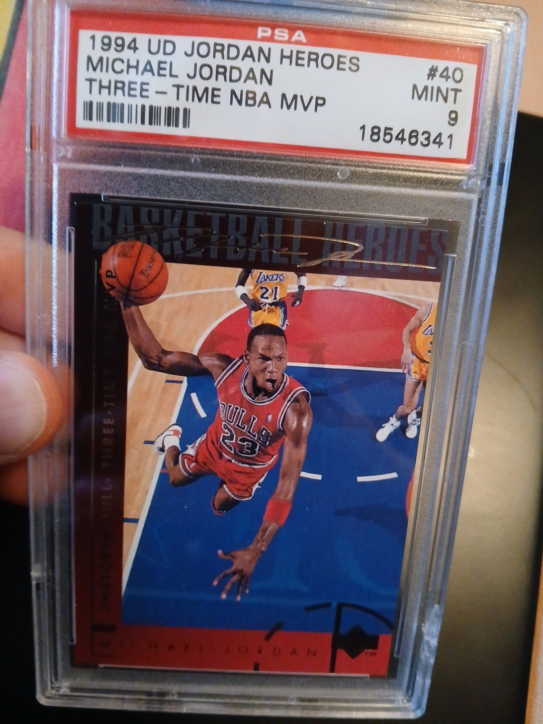 1994 Upper Deck Jordan Heroes Michael Jordan Three Time Mvp Psa 9 #40 view 3