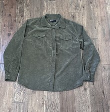 Molokai Surf Co. camicia in velluto a coste uomo XL verde logo a costine con bottoni outdoor