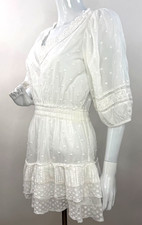 LoveShackFancy White Swiss Dot Mini Dress X-Small Pre-owned color White