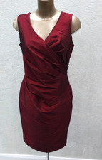 Alexon Ruched Wrap Red Dress Size 12 Xmas Party Deep Red Occasion Evening