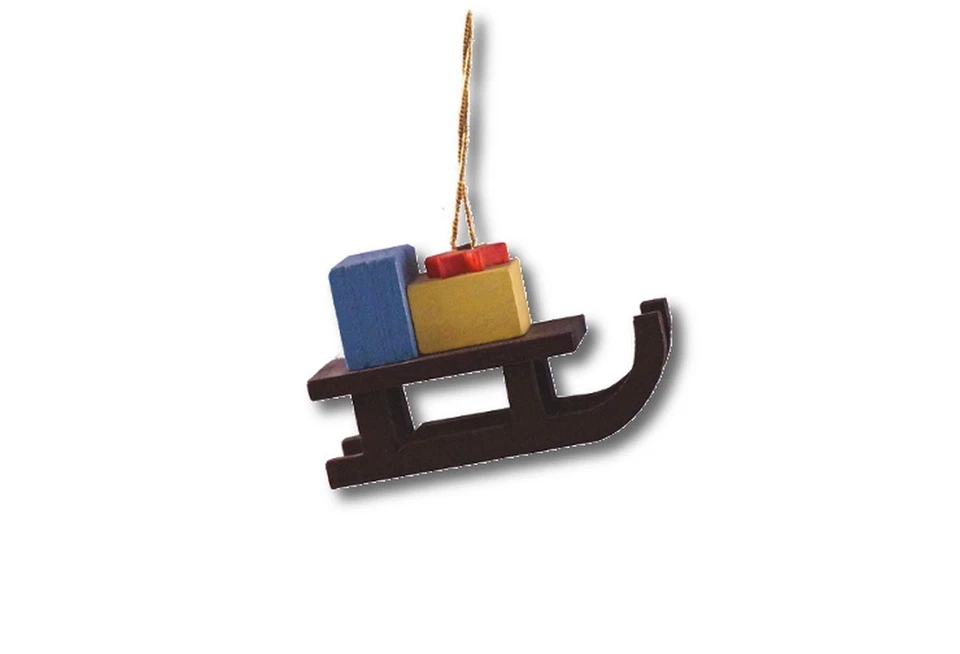 SPIELWARENMACHER GÜNTHER E.K. Baumbehang Schlitten bunt Höhe 2,5 cm Christbaumschmuck Erzgebirge NEU Seiffen