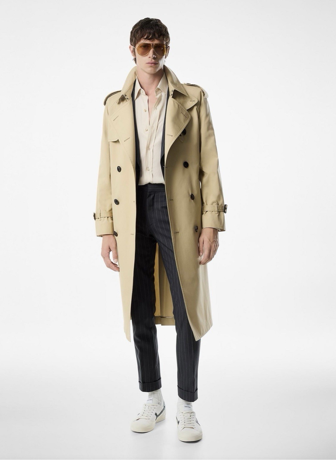 TOM FORD Belted Trench Coat Size 52 Camel Cotton & Silk image 2