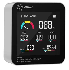 Air Quality Monitor Indoor – CO2 Detector, VOC Meter and AQI Tester Tracks