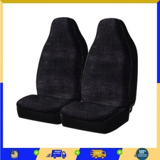 Auto Drive Universal Fit High Back Faux Fur Car Seat Covers Black 2 Piece Set