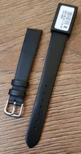 14mm CONDOR GENUINE CALF LEATHER BLACK WATCH STRAP, NUBUCK LINED, SILVER BUCKLE