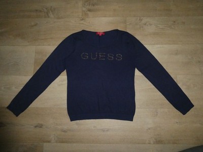 GUESS leichter Stretch Pullover Langarm Logo Pailetten Gr.38-40 /L **TOP**