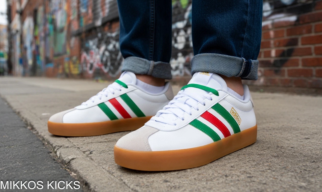 Adidas VL Court 3.0 Men's Sneakers Cloud White Green Red IF4466 Size US 11.5