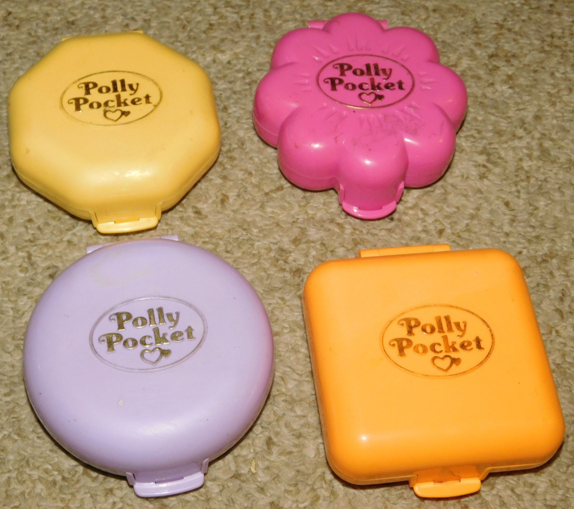 VINTAGE LOT OF 4 BLUEBIRD Polly Pocket Sets w/ Figures compacts 1989-90