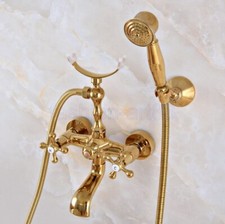 Gold Color Brass Bathroom Claw foot Tub Faucet / Filler With Hand Shower fna914