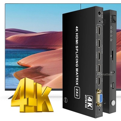 2X2 HDMI VGA Video Wall Controller Prozessor Splicer Bildschirm Matrix Splitter