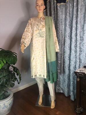 pakistani designer original cotton silk jaquard full embroidered formal  dress | eBay