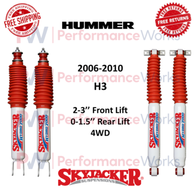 #ad Skyjacker Hydro Shock Set 2 3quot; Front amp; 0 1.5quot; Rear Lift For 06 10 Hummer H3 4WD $204.05
