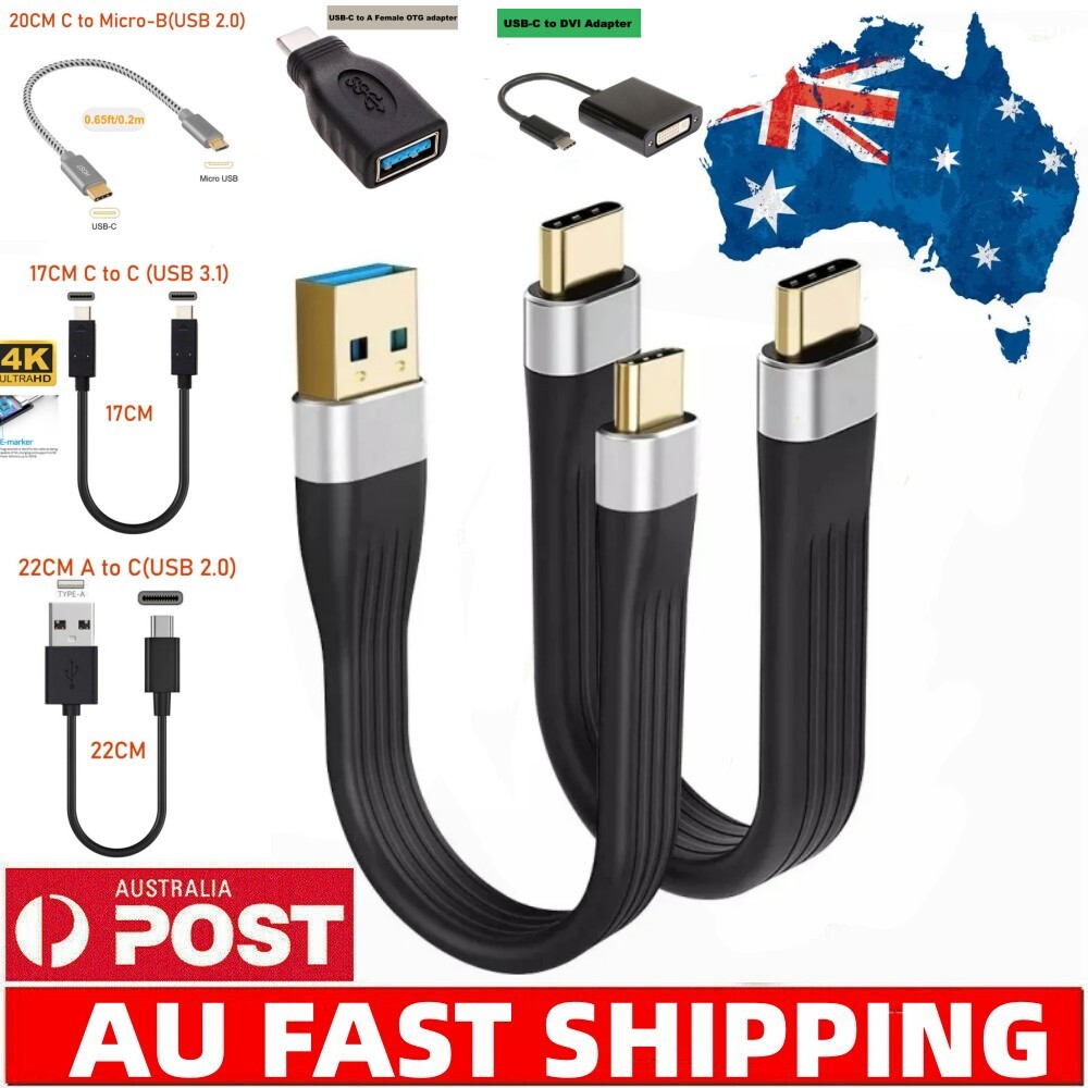 Short USB-C cable USB 3.1 Type C Fast charging cable USB C data 4K video cable