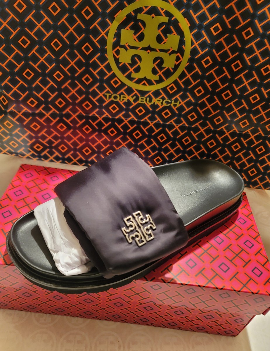 【TORY BURCH 】Britten Anatomic Lug サンダル在庫確認願います TORY BURCH BRITTEN ANATOMIC LUG LOGO/LEATHER SANDAL IN BLACK
