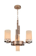 Brandon Brushed Bronze And Stone Glass 4 Light Mini Chandelier Orig $1197