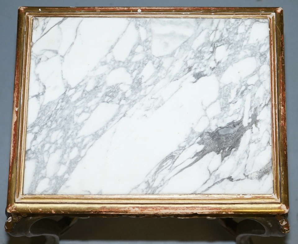 ПАРА ФРАНЦУЗСКИХ ПРИСТАВНЫХ СТОЛИКОВ ОКОЛО 1860 Г. НАПОЛЕОН III ПОЗОЛОТА МРАМОР С КРЫШКОЙ - Изображение 4 из 4