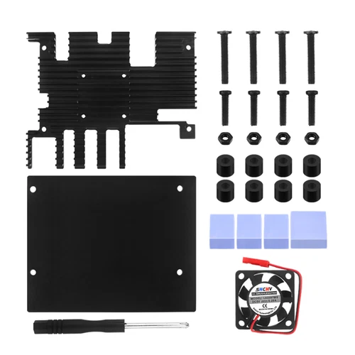 Housing Case+Cooling Fan Active Passive Radiator/Heatsink For Orange Pi 5 Plus F