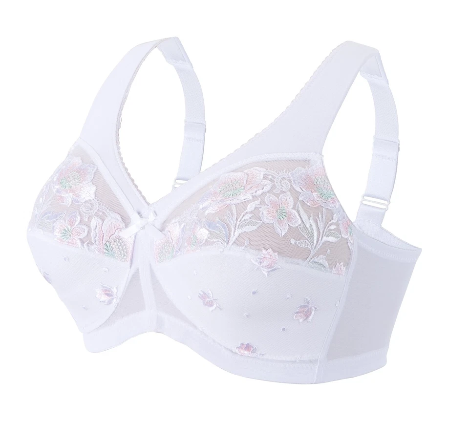 MAGIC (UPLIFT!) $45 Bra ~Gorgeous Embroidery~ FULL-FIGURE & PLUS-SIZES White NEW - Image 2 of 4