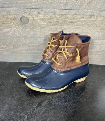 Sperry Saltwater Duck Rain Boots Youth Brown Size Lining