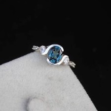 silver ring Natural London Blue Topaz Ring- Sterling Silver Ring- Engagement