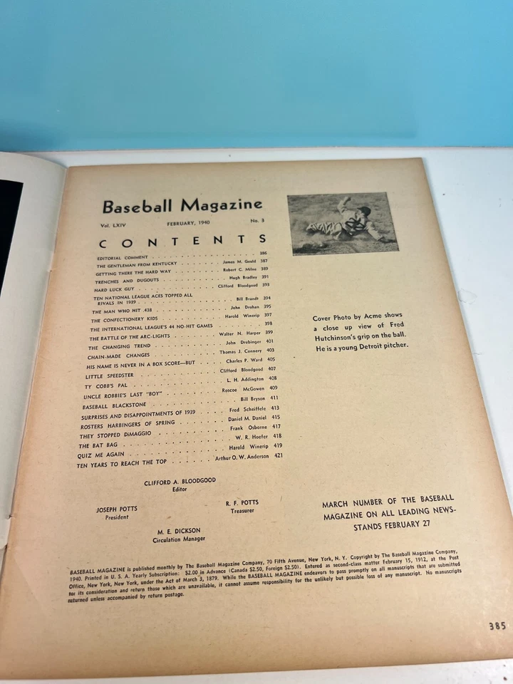 1940 Baseball Magazine April - Hartnett, Mathewson, DiMaggio, York - Image 3 of 4