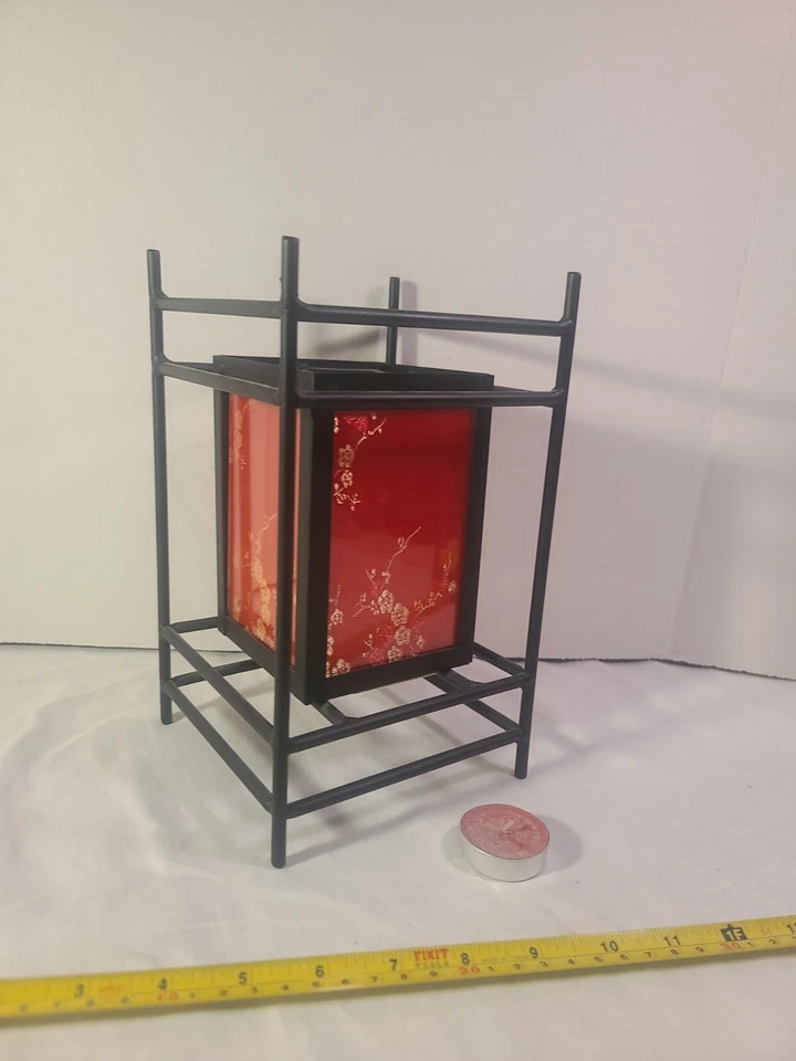 Lámpara de mesita de noche oriental de acero iluminada con velas pantallas de vidrio luces de noche de escritorio Foto 2 de 4