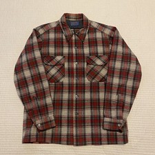 VINTAGE RARE PENDLETON BROWN RED PLAID ORIGINAL BOARD SHIRT L shadow beach boy