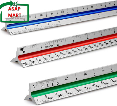 12'' Architectural Scale Ruler Aluminum Architect Scale Triangular Scale Ruler fo