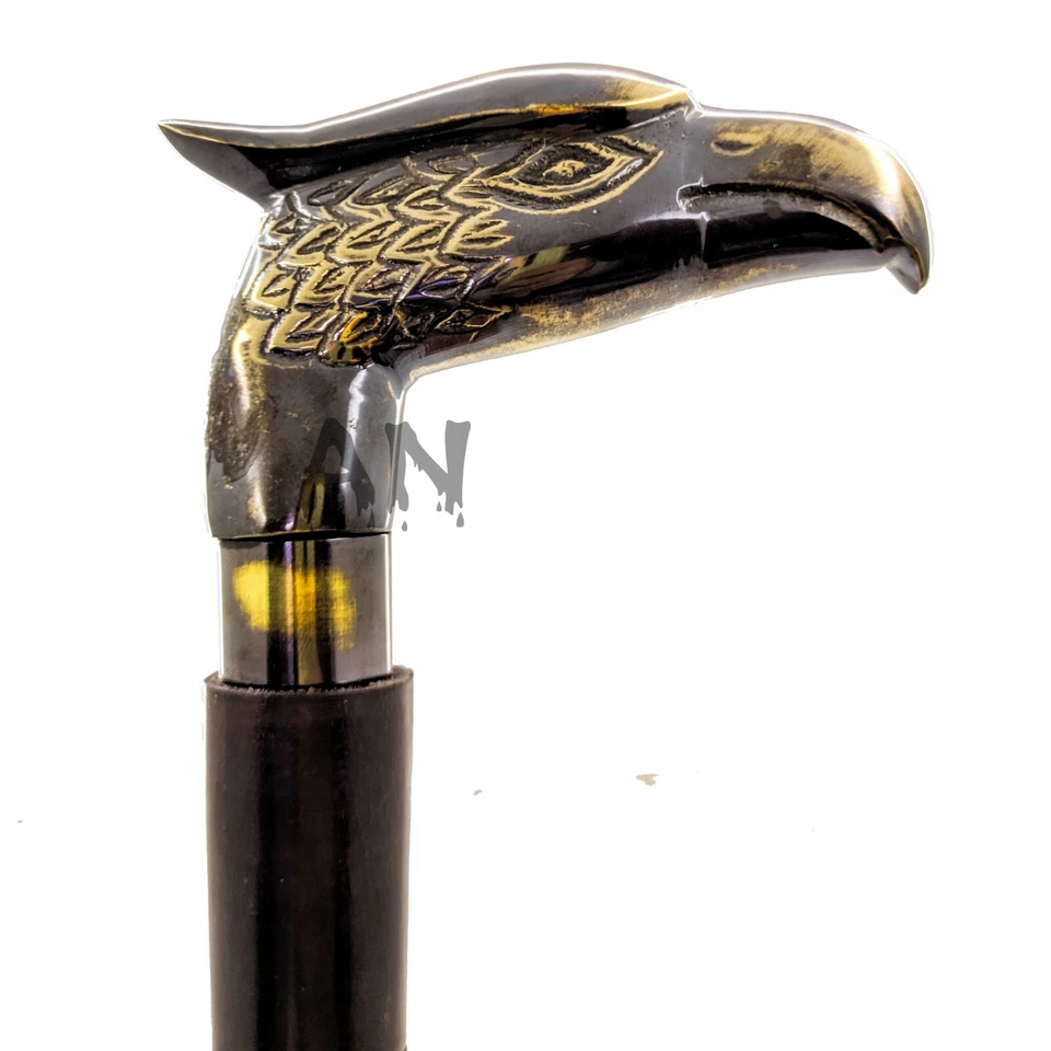 Zapato de latón vintage cuerno mango de águila cabeza mango de madera regalo de Navidad decoración del hogar Foto 2 de 3