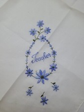 Vintage Teacher Embroidered Handkerchief