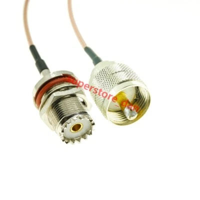 RG316 Coax Cable UHF Male PL259 To UHF Female SO239 Jack Connector RF Jumper - Image 1 of 2