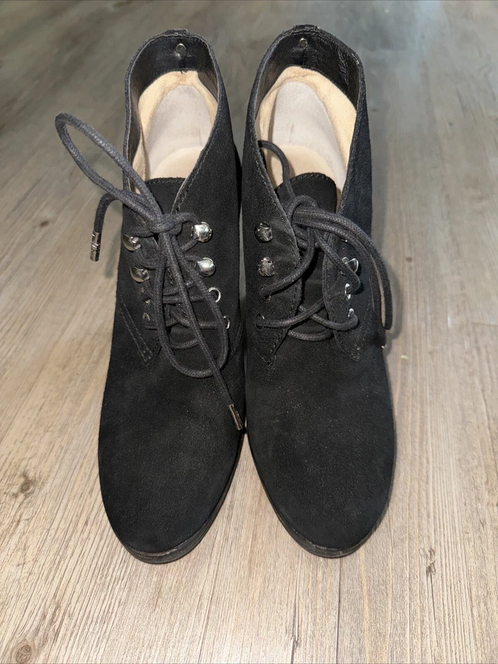 Michael Kors Botines de Gamuza de Cuero para Mujer Talla 9 Negro Tacón Botas Zapatos Foto 3 de 4