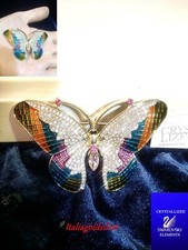 Spilla Donna Farfalla Oro Giallo R SWAROVSKI Originali Cristalli Gioielli new