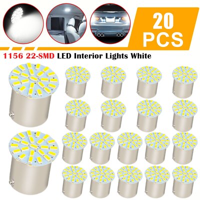 20x Super White 1156 1141 22-SMD LED Bulb Interior RV Camper Trailer Light 6500K